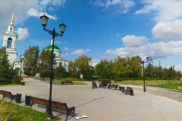 Виртуальный тур по пешеходному мосту через реку Исеть