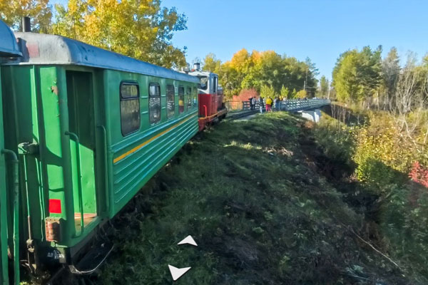 Виртуальный тур по железнодорожному мосту через реку Санкина, Алапаевская узкоколейка
